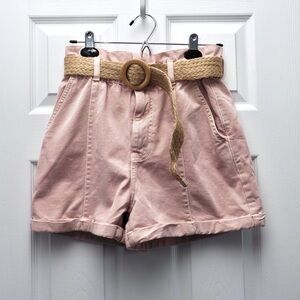 Zara Pink Shorts with Tan Belt